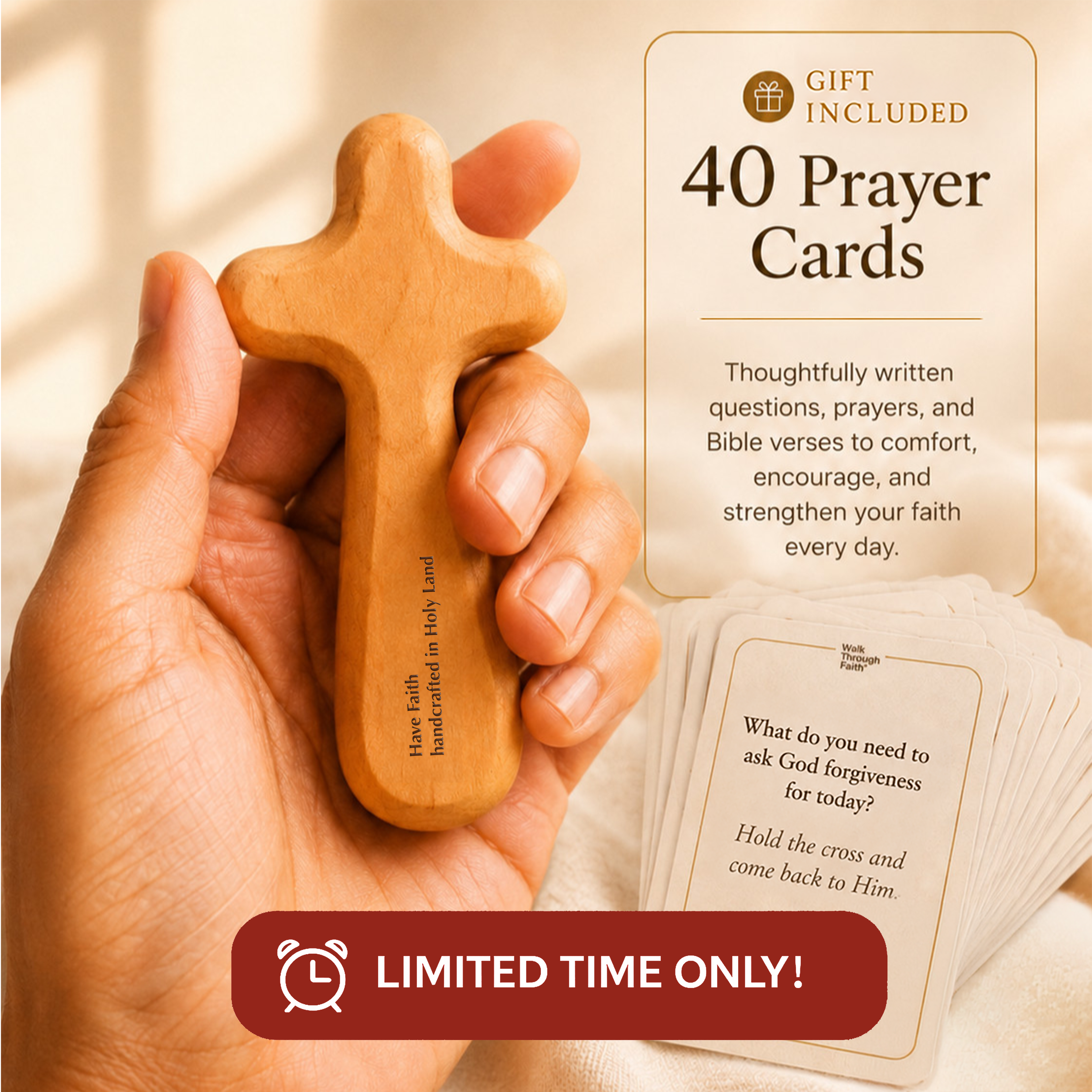 COMFORT CROSS MADE IN HOLY LAND + FREE PRAYER CARDS (Limited Time Only)