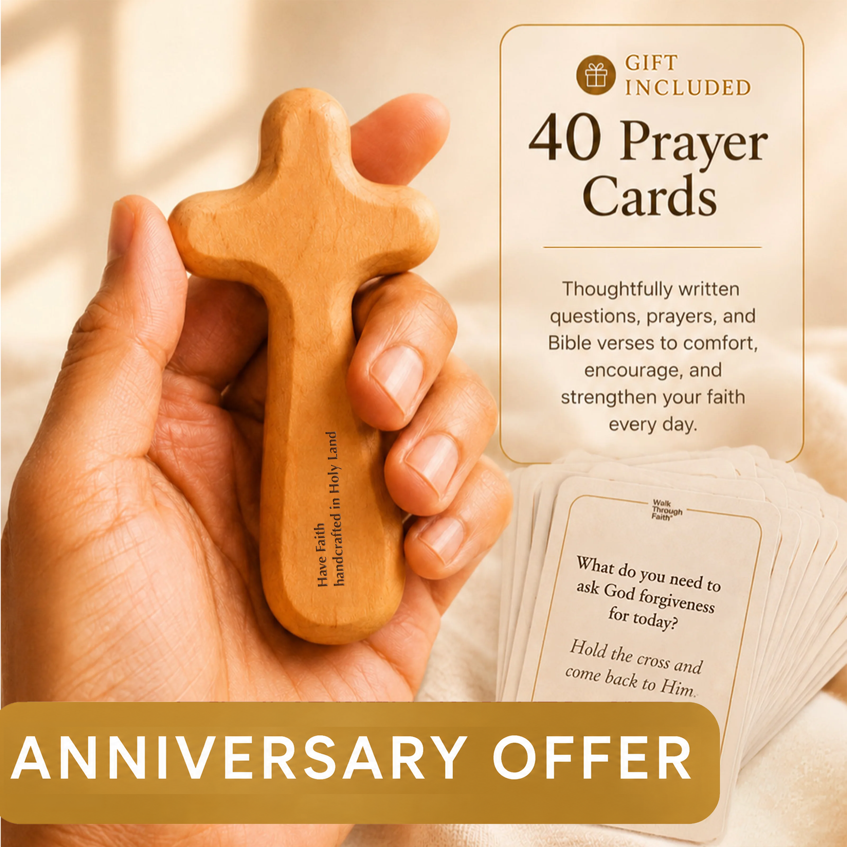 Complete Comfort Cross Gift Set | Made in the Holy Land | Includes the Heart Talk with God™ Prayer Cards (Limited Time Only)