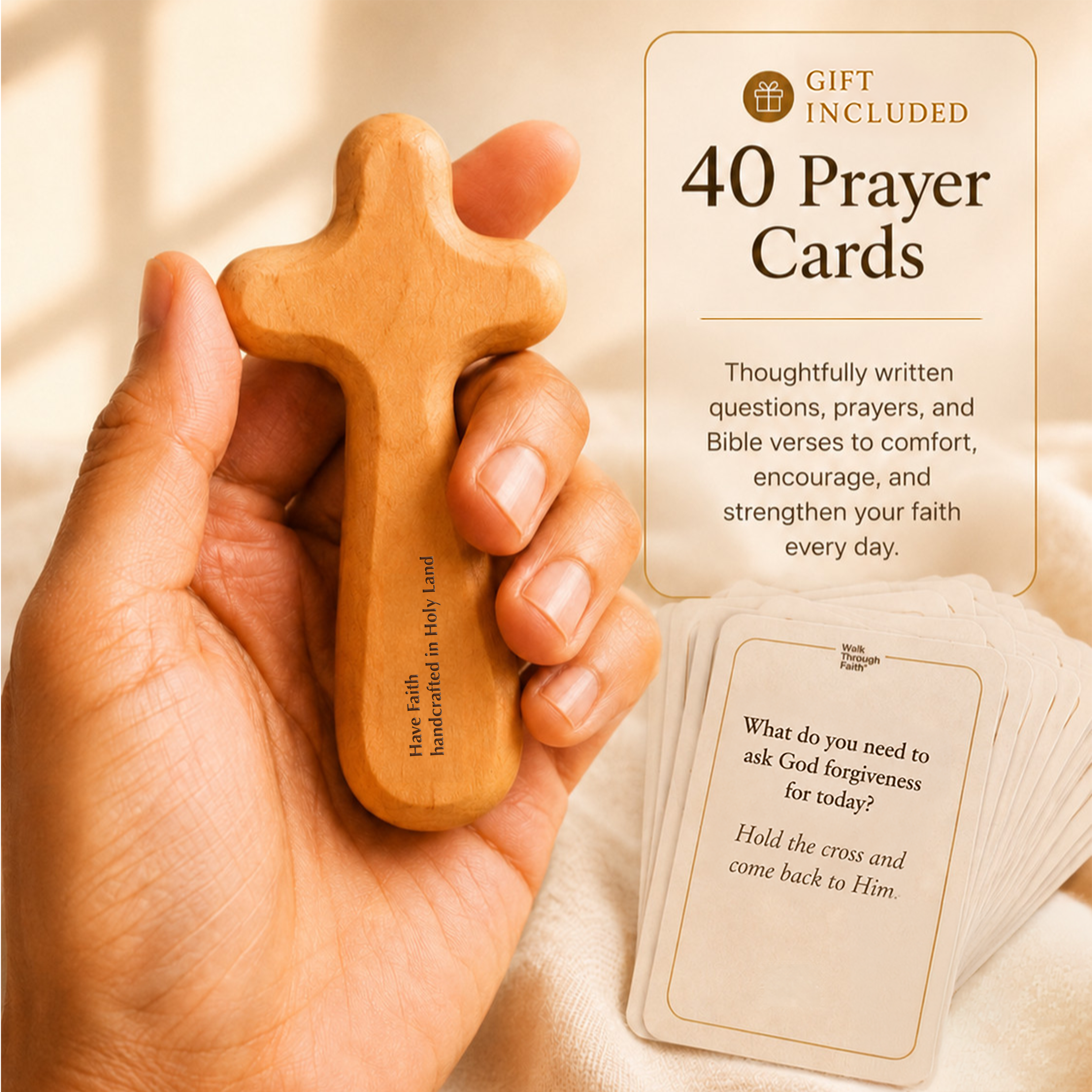 COMFORT CROSS MADE IN HOLY LAND + FREE PRAYER CARDS (Limited Time Only)