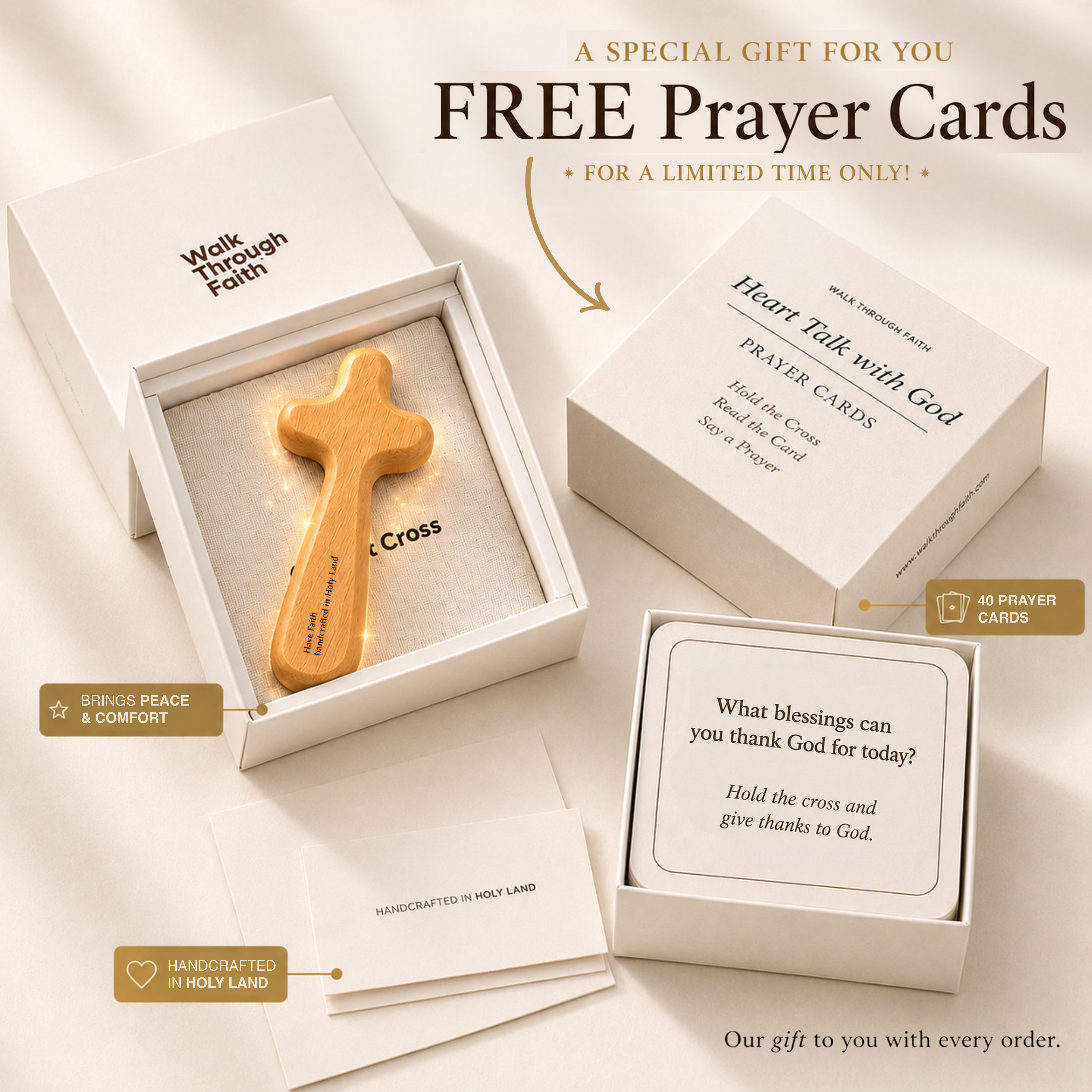 COMFORT CROSS MADE IN HOLY LAND + FREE PRAYER CARDS (Limited Time Only)
