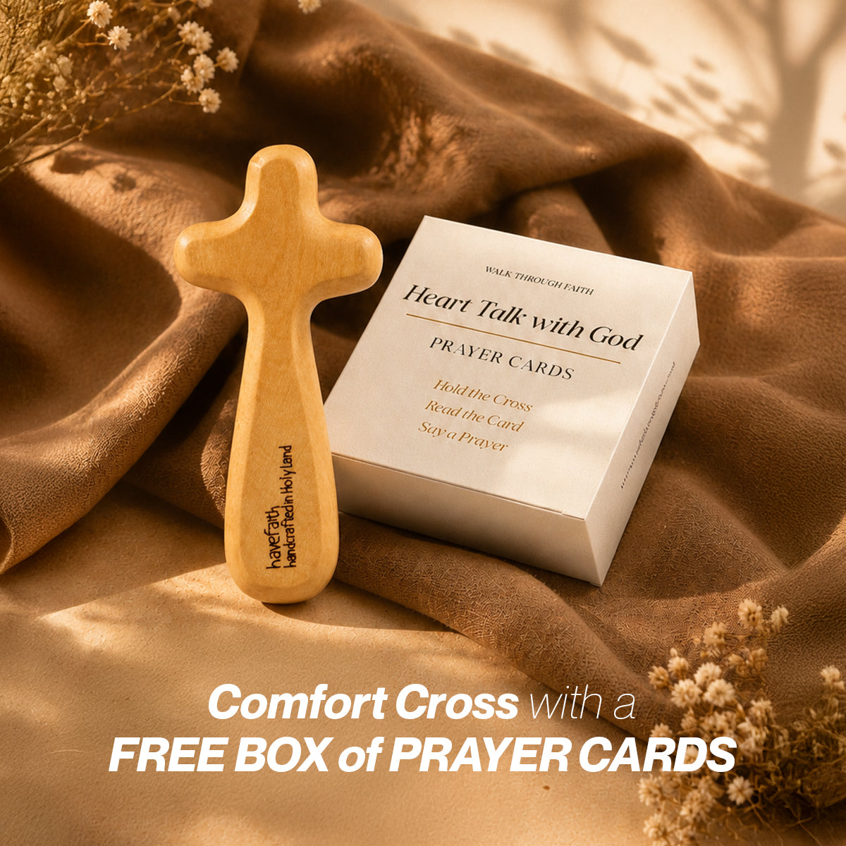 COMFORT CROSS MADE IN HOLY LAND + FREE HEART TALK WITH GOD PRAYER CARDS (WORTH ₱300)